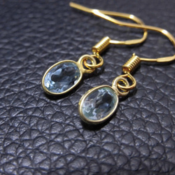 [Silver925] 優雅寶石品質天藍色托帕石耳環 632 第4張的照片
