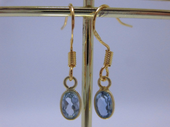 [Silver925] 優雅寶石品質天藍色托帕石耳環 632 第6張的照片