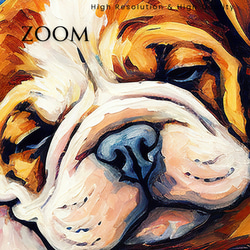 【星降る夜 - ブルドッグ犬の子犬 No.1】A2アートポスター 犬の絵 犬の絵画 犬のイラスト 3枚目の画像