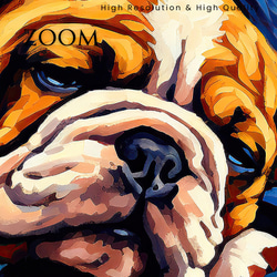 【星降る夜 - ブルドッグ犬の子犬 No.３】A2アートポスター 犬の絵 犬の絵画 犬のイラスト 3枚目の画像