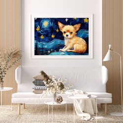 【星降る夜 - チワワ犬の子犬 No.２】A2アートポスター 犬の絵 犬の絵画 犬のイラスト 7枚目の画像