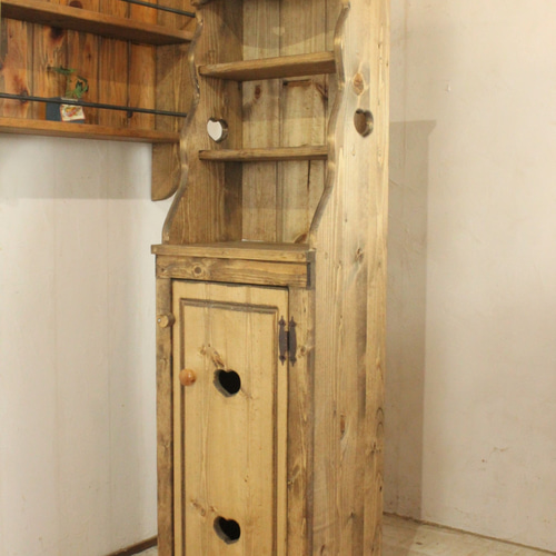 ハートのスリムキャビネット カントリー家具 棚・シェルフ・ラック