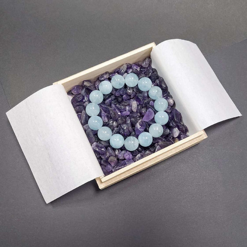 天然石 ＊ 原石 アメジスト お守り 商売繁盛セット】祈願桐箱＆浄化さざれアメジスト200g 鬼門封じ