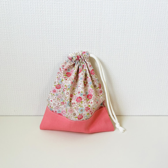 【即納可能】小花柄×ピンクのかわいいお弁当袋&コップ袋セット　入園セット　入学セット 3枚目の画像