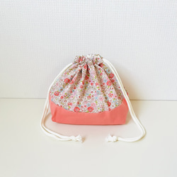 【即納可能】小花柄×ピンクのかわいいお弁当袋&コップ袋セット　入園セット　入学セット 2枚目の画像