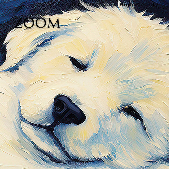 【星降る夜 - グレートピレニーズ犬の子犬 No.2】A2アートポスター 犬の絵 犬の絵画 犬のイラスト 3枚目の画像