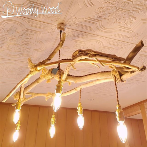 流木スタイルの6灯ペンダントライト エジソン電球6個付きリビングルームに最適 流木スタイルの6灯ペンダントライト エジソン電球6個付きリビング