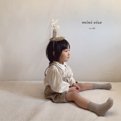 ✽NEW✽　party hat　Noël　mini  チュール付き　ベロア生地 ベビークラウン　パーティーハット　 7枚目の画像