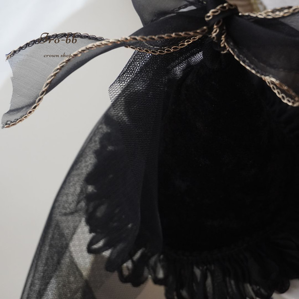 ✽NEW✽　party hat　Noël　mini  チュール付き　ベロア生地 ベビークラウン　パーティーハット　 5枚目の画像