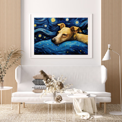 【星降る夜 - イタリアングレーハウンド犬の子犬 No.2】A2アートポスター 犬の絵 犬の絵画 犬のイラスト 7枚目の画像
