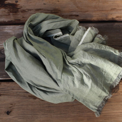 SALE】高級先染めリトアニアリネン ストールW70 grass green ストール