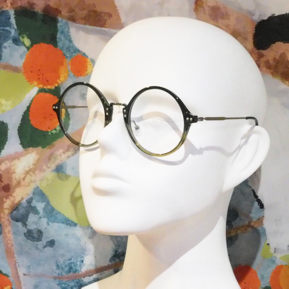 大きめ丸型フレーム｜ブラックGR｜老眼鏡、だてメガネ、近視用