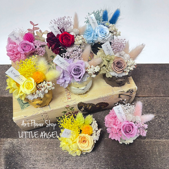 レジン＊わんちゃん フラワー ヘアゴム⟡.·*. 犬アレンジ プリザーブドフラワー ローズ レジンポット