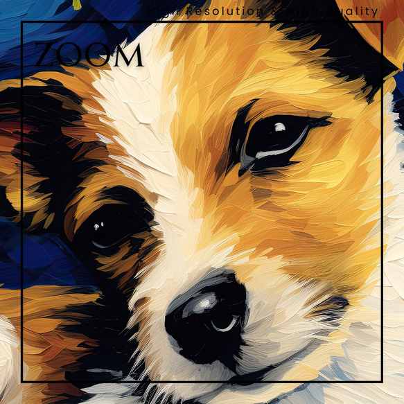 【星降る夜 - ジャックラッセルテリア犬の子犬 No.2】A2アートポスター 犬の絵 犬の絵画 犬のイラスト 3枚目の画像