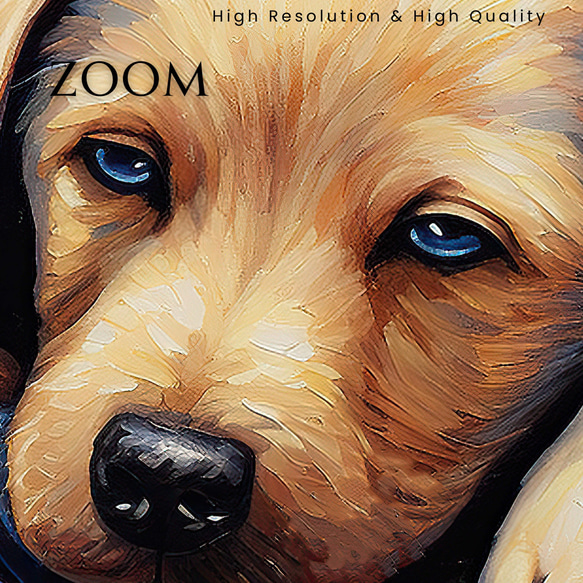 【星降る夜 - ラブラドールレトリバー犬の子犬 No.1】A2アートポスター 犬の絵 犬の絵画 犬のイラスト 3枚目の画像