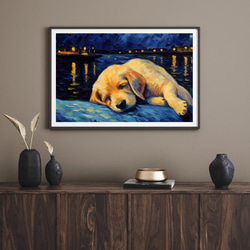 【星降る夜 - ラブラドールレトリバー犬の子犬 No.3】A2アートポスター 犬の絵 犬の絵画 犬のイラスト 8枚目の画像