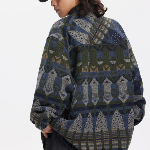 レトロエスニックウールのチュニックコート男性長袖シャツ W154 レトロエスニックウールのチュニックコート男性長袖シャツ W154