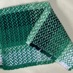 手織り　テーブルマット　緑色 6枚目の画像