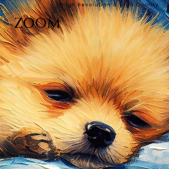 【星降る夜 - ポメラニアン犬の子犬 No.3】A2アートポスター 犬の絵 犬の絵画 犬のイラスト 3枚目の画像