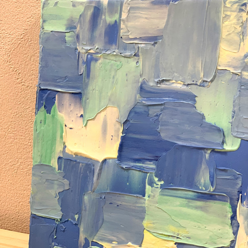 ブルーチェック】モダンアート 近代アート 抽象画 テクスチャーアート