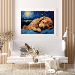 【星降る夜 - トイプードル犬の子犬 No.1】A2アートポスター 犬の絵 犬の絵画 犬のイラスト 7枚目の画像