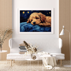 【星降る夜 - トイプードル犬の子犬 No.2】A2アートポスター 犬の絵 犬の絵画 犬のイラスト 7枚目の画像