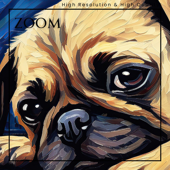 【星降る夜 - パグ犬の子犬 No.2】A2アートポスター 犬の絵 犬の絵画 犬のイラスト 3枚目の画像