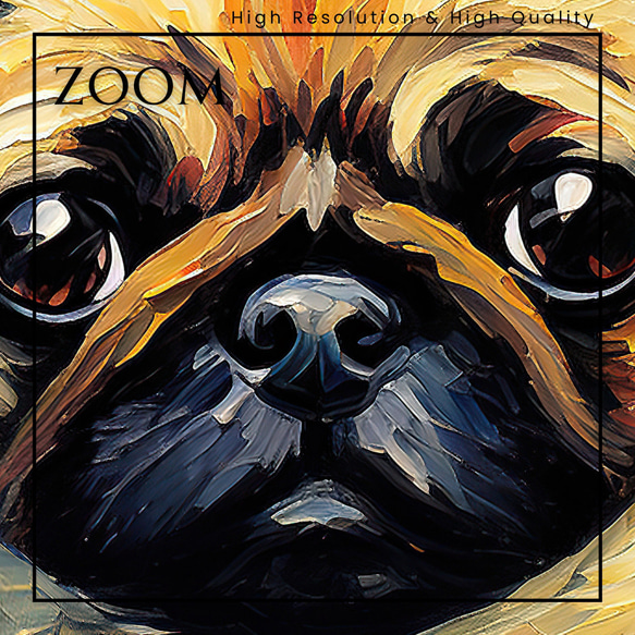 【星降る夜 - パグ犬の子犬 No.3】A2アートポスター 犬の絵 犬の絵画 犬のイラスト 3枚目の画像