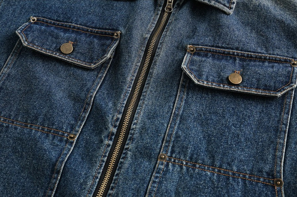 メンズ・レディース兼用·レトロデニムジャケットゆったり開襟ジャケット男女同型 W156 9枚目の画像