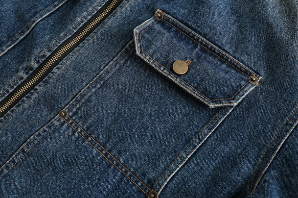 メンズ・レディース兼用·レトロデニムジャケットゆったり開襟ジャケット男女同型 W156 10枚目の画像