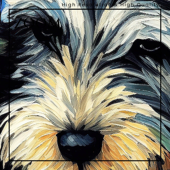 【星降る夜 - シュナウザー犬の子犬 No.3】A2アートポスター 犬の絵 犬の絵画 犬のイラスト 3枚目の画像