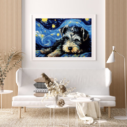 【星降る夜 - シュナウザー犬の子犬 No.3】A2アートポスター 犬の絵 犬の絵画 犬のイラスト 7枚目の画像