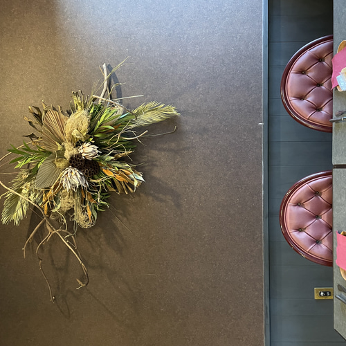 ネイティブフラワー スワッグ（大サイズ）｜プロテア×ユーカリ｜壁掛け