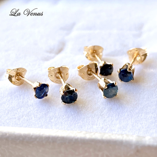 ✴︎14kgf✴︎ 数量限定 ブルー サファイア ピアス 3mm 金属