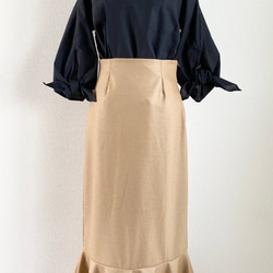 Creema限定春の福袋2024  ウール マーメイドスカート＆共布のリボンベレー帽 10枚目の画像