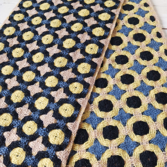 ラムウールの変化二重織りリバーシブルマフラー　手織り（品番279） 5枚目の画像