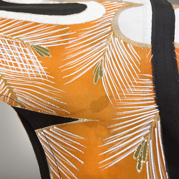 スクエア変型ジレ 着物リメイク カーディガン ドレープカーディガン 着物 衣装 ダンス 和柄 フリーサイズ J60103 11枚目の画像