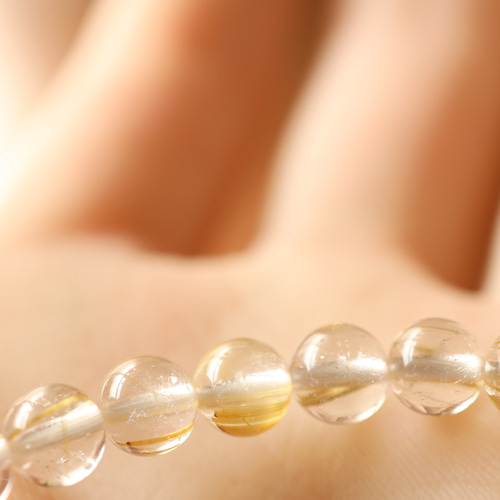 ☆プレミアムブレス☆美しい輝き☆ゴールドルチルクォーツ：6ミリ