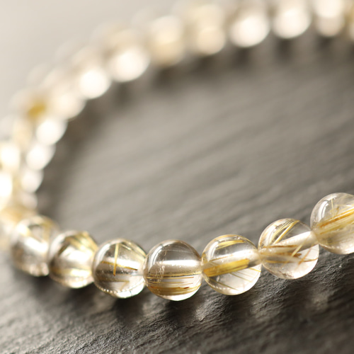ゴールドルチル　7ｍｍ　天然石　ブレスレット ルチルクォーツ ブレスレット ゴールドタイチンルチル 7mm t116-12397