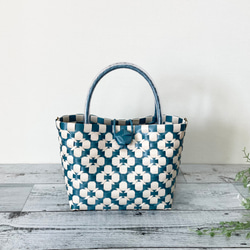 プラカゴ 花柄 ツートン ミニサイズ オレンジx白 PPバンド