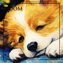 【星降る夜 - ウェルシュコーギー犬の子犬 No.3】A2アートポスター 犬の絵 犬の絵画 犬のイラスト 3枚目の画像