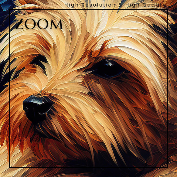 【星降る夜 - ヨークシャーテリア犬の子犬 No.1】A2アートポスター 犬の絵 犬の絵画 犬のイラスト 3枚目の画像
