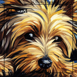 【星降る夜 - ヨークシャーテリア犬の子犬 No.2】A2アートポスター 犬の絵 犬の絵画 犬のイラスト 3枚目の画像