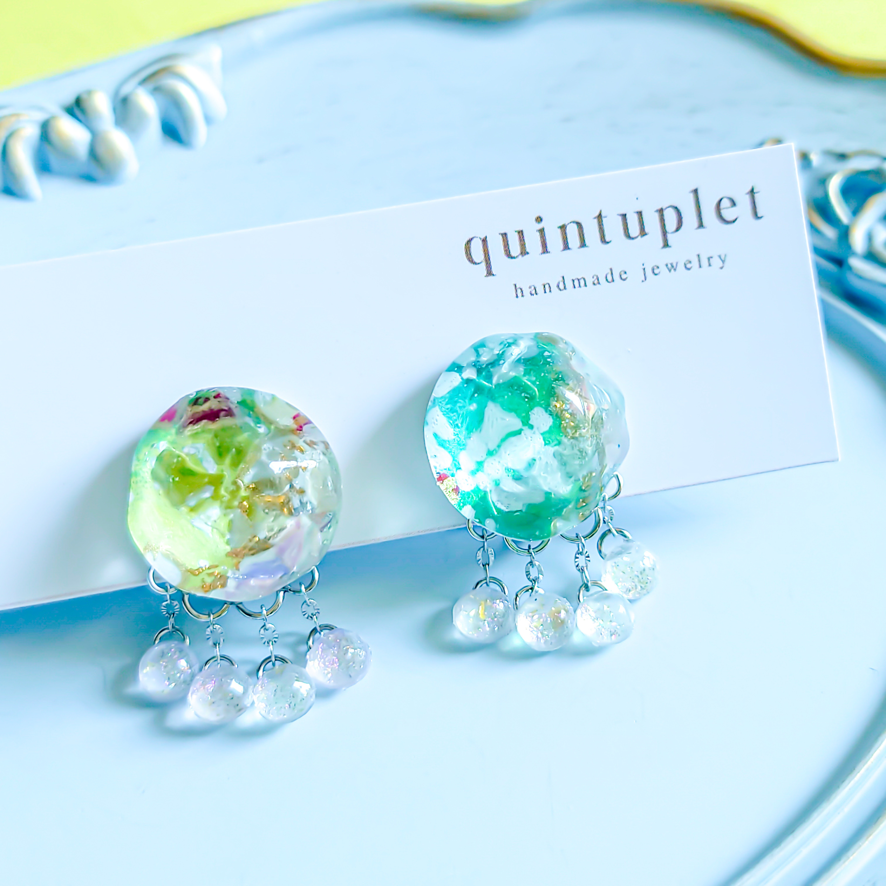 成人式 結婚式 旅行 着物 振袖 浴衣 / 和柄 黄緑 桜 silver 大ぶり 揺れるイヤリング 和-nagomi-