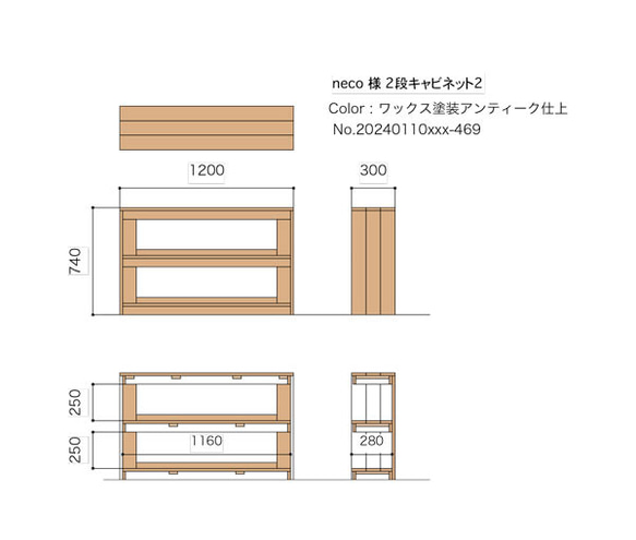 【neco様専用ページ】オーダー2段キャビネット２ 1枚目の画像