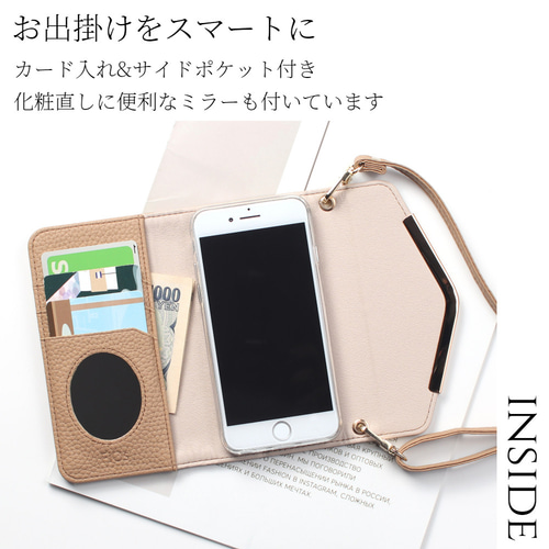 iphone15 ケース 手帳型 ミラー付き iphone15pro ショルダー