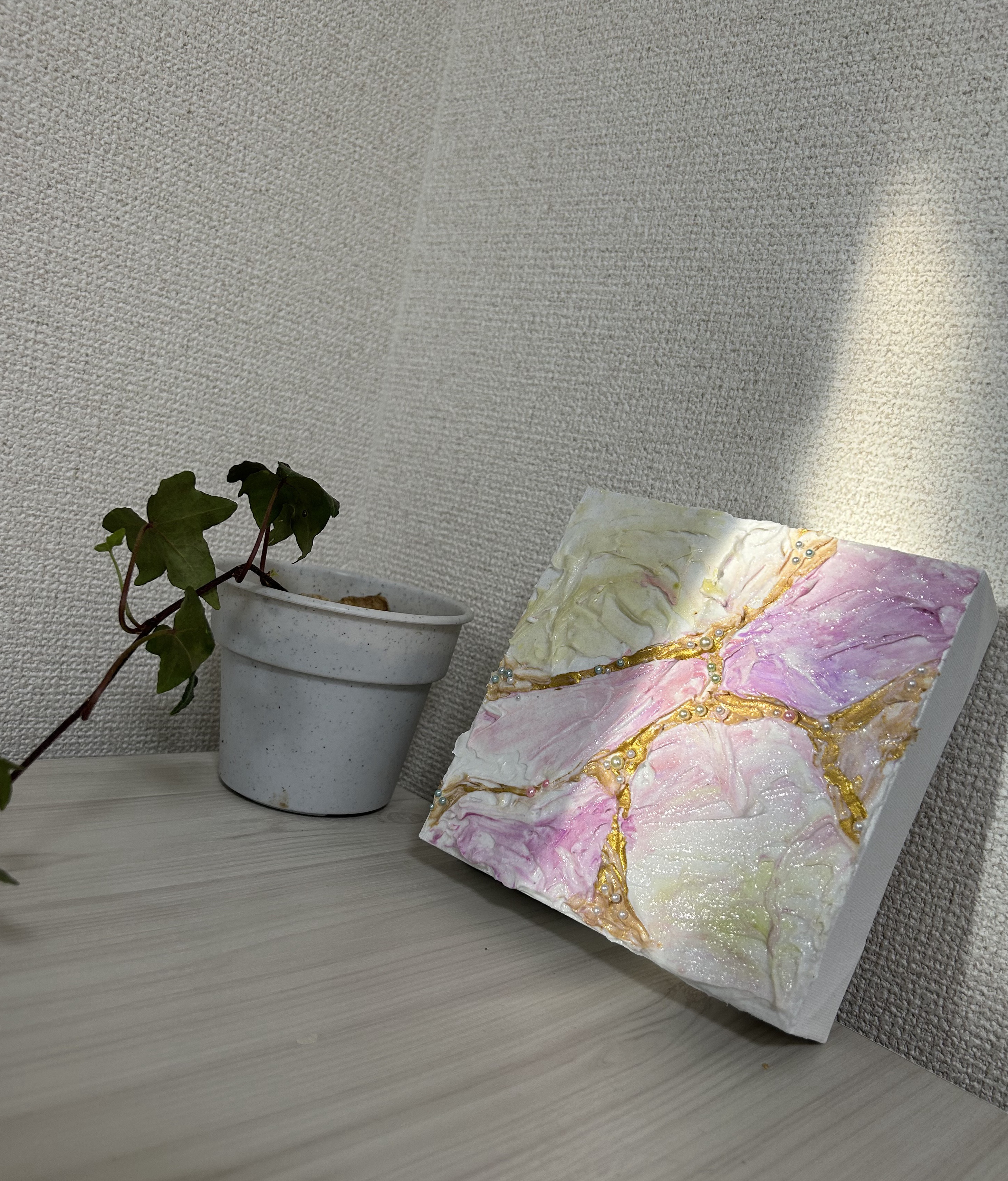 油彩画「　見つめ愛　」3Dキャンパス