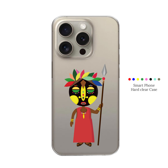 アフリカ民族風 オリジナル スマホケース ハードタイプ 透明ケース 