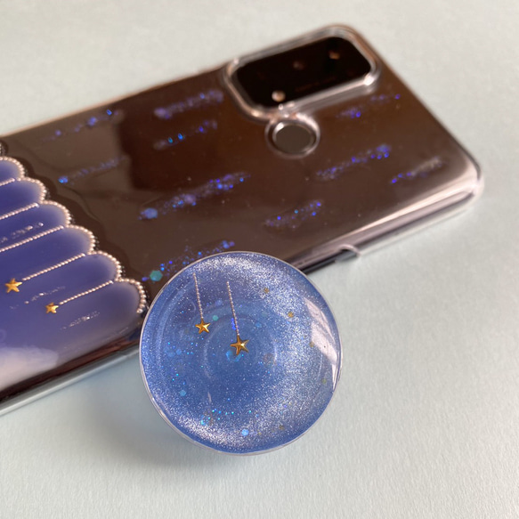 三日月とお星さまのスマホグリップ 落下防止 グリップトック スマホスタンド 7枚目の画像