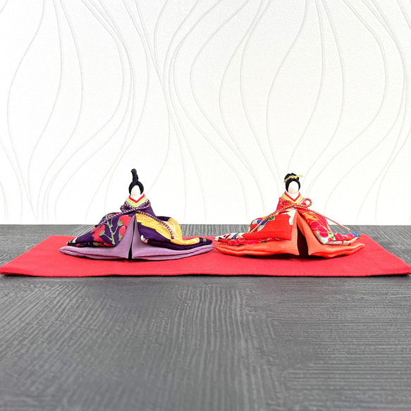 帯地 立雛 富士びな 職人さん手作り ひな祭り 久月 木目込み手作りキット 『正絹 末広雛飾り』 | ひな人形材料